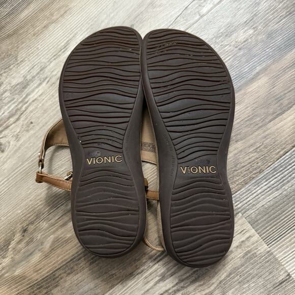 Vionic Kirra Backstrap Thong Sandals Women’s Size 9.5M Tan Leather Comfort Shoes - Picture 4 of 9